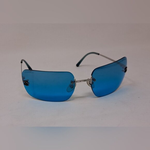 Chanel Women's Sunglasses Vintage 90s Blue Rectangular Italy 4017 62-17-140 - Picture 12 of 16